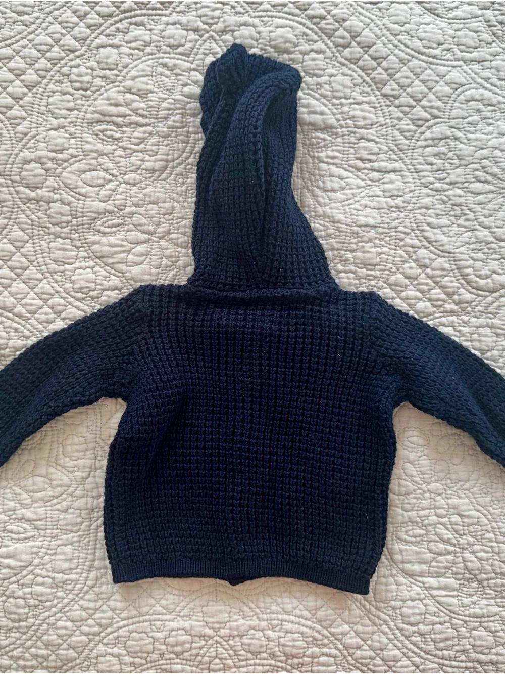 Carter's Navy Hooded Knit Cardigan with Wooden Buttons